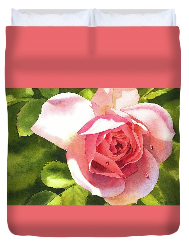 Rose Duvet Cover featuring the painting Whisper of a Rose by Espero Art