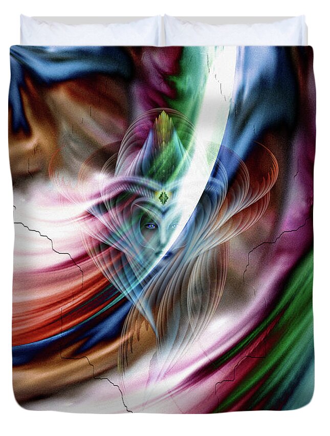 Dreams Duvet Cover featuring the digital art Whispers In A Dreams Of Beauty Abstract Portrait Art by Rolando Burbon