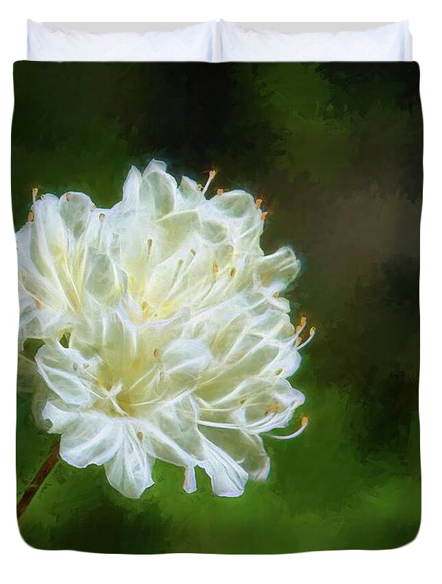 Flower Duvet Cover featuring the digital art White Azalea by Ludwig Keck