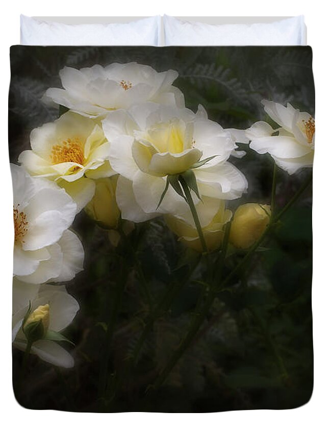 Rose Duvet Cover featuring the photograph White Roses by Elaine Teague