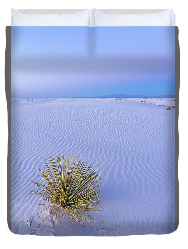 White Sands National Park Duvet Cover featuring the photograph White Sands Yucca at Dusk by Tina Horne