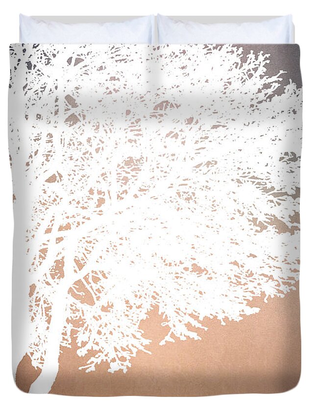 Tree Duvet Cover featuring the digital art White Tree Design 201 by Lucie Dumas