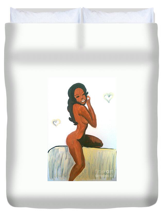 Art Duvet Cover featuring the painting White Wedding by Marisela Mungia