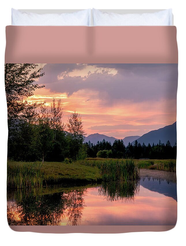 Lakes Sunrise Duvet Cover featuring the photograph Whitefish Sunrise 2 by Jack Bell