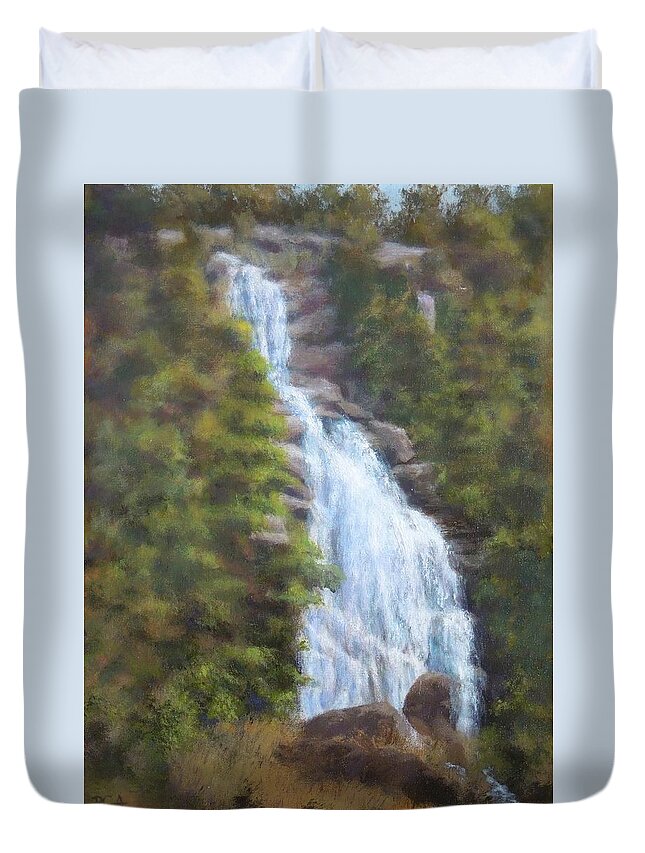 Waterfall Duvet Cover featuring the painting Whitewater Falls I by Phyllis Andrews