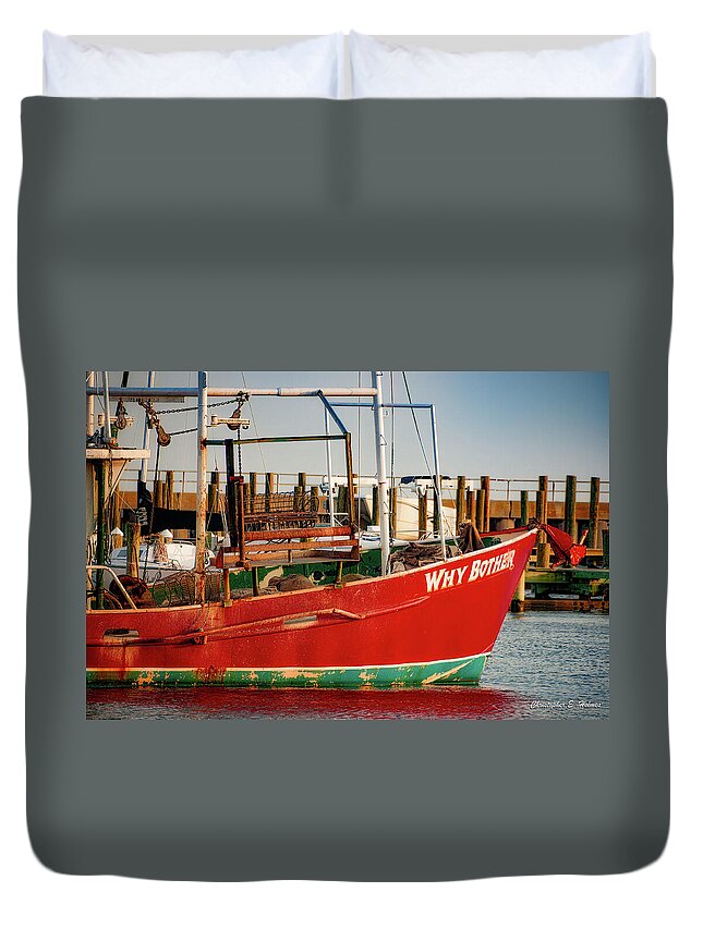 Boat Duvet Cover featuring the photograph Why Bother by Christopher Holmes