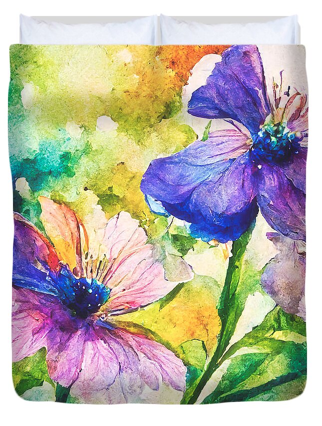 Flower Duvet Cover featuring the photograph Wild Flower Water Color by Howard Roberts