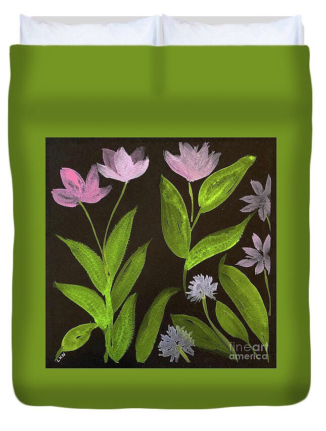 Wild Flowers Duvet Cover featuring the painting Wild Flowers by Lisa Neuman