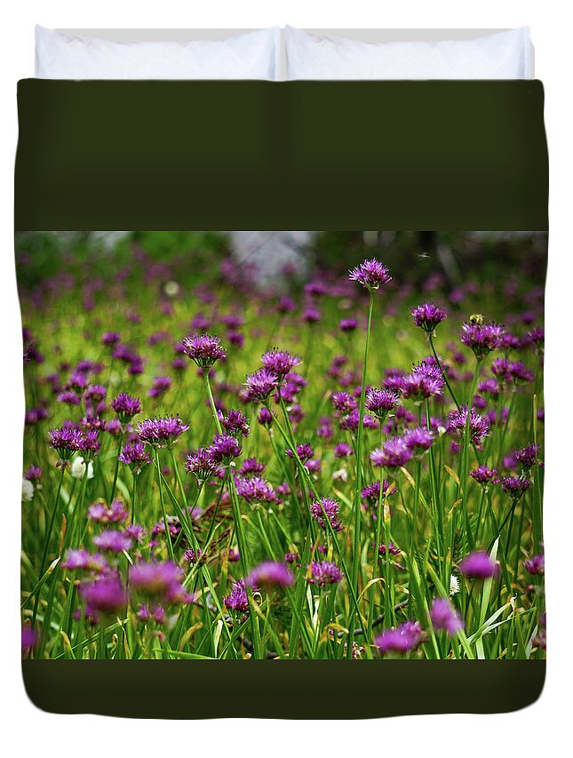 Wild Onions Duvet Cover featuring the photograph Wild Onions Mineral King by Brett Harvey