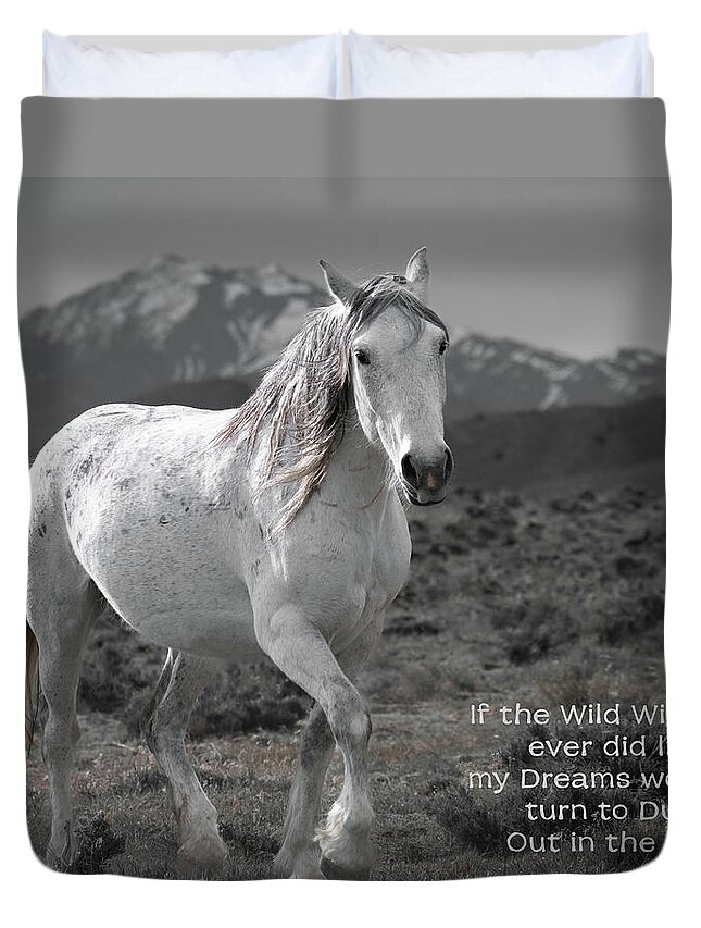 Wild Horses Duvet Cover featuring the photograph Wild, Wild Wind by Mary Hone