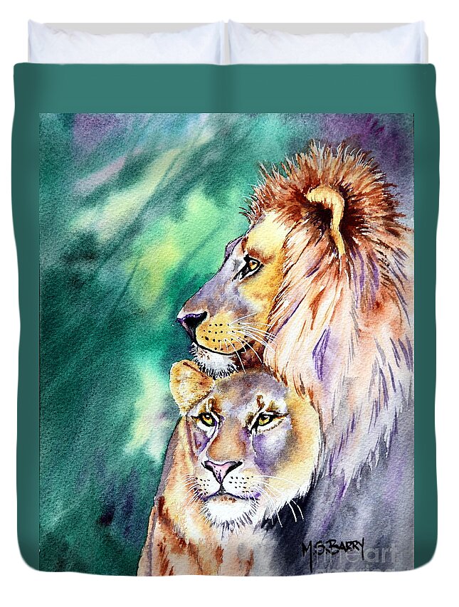 Wildlife Duvet Cover featuring the painting Wilderness Love by Maria Barry
