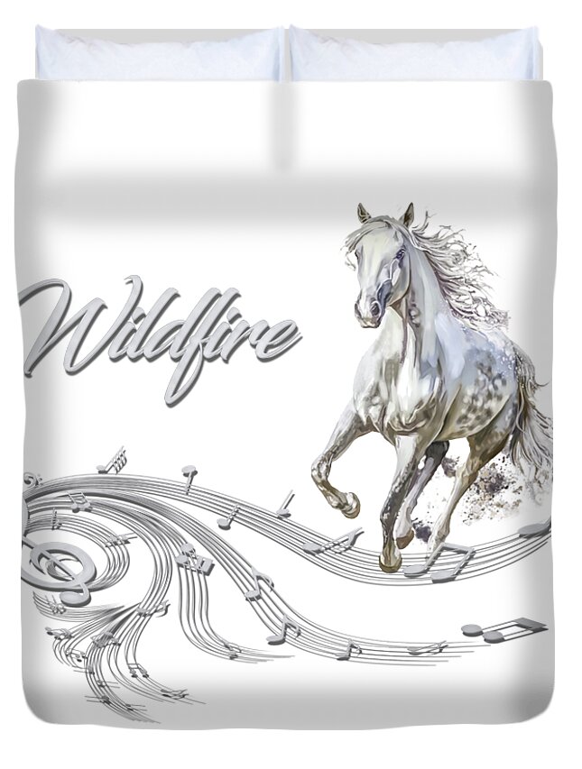 Horse Duvet Cover featuring the mixed media Wildfire Dream Horse Art 1 by Walter Herrit