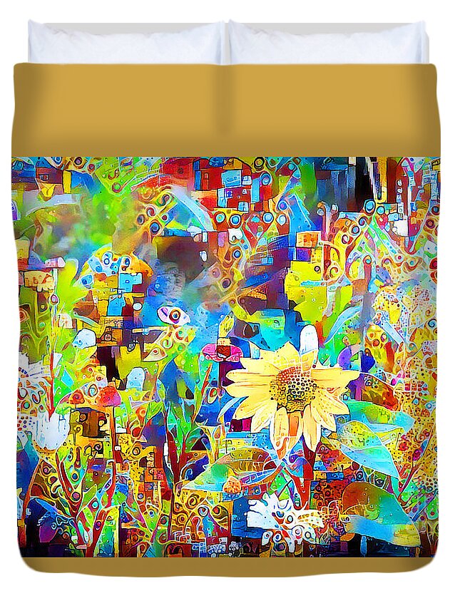 Wingsdomain Duvet Cover featuring the photograph WildFlowers in Rural Countryside in Contemporary Vibrant Happy Color Motif 20200429 by Wingsdomain Art and Photography