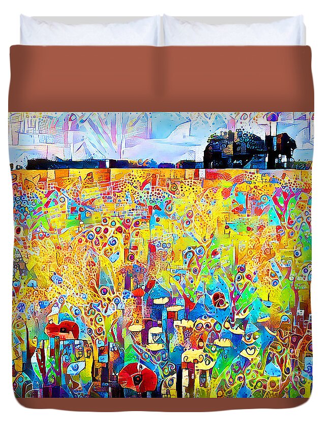 Wingsdomain Duvet Cover featuring the photograph Wildflowers in Rural Countryside in Contemporary Vibrant Happy Color Motif 20200429v9 by Wingsdomain Art and Photography