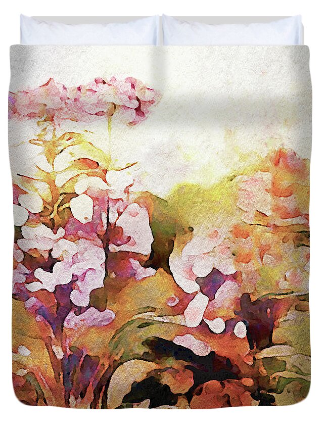 Wildflowers In Watercolor Duvet Cover featuring the digital art Wildflowers in Watercolor by Susan Maxwell Schmidt