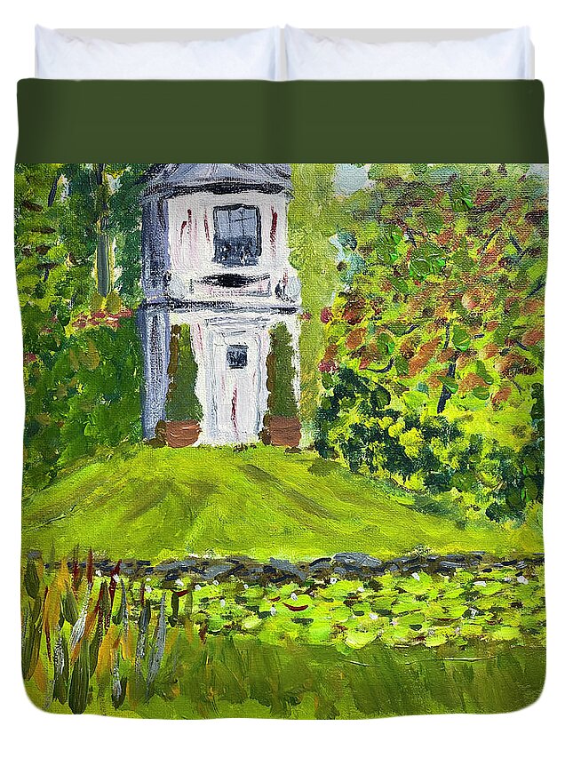  Duvet Cover featuring the painting William Paca Garden #2 by John Macarthur