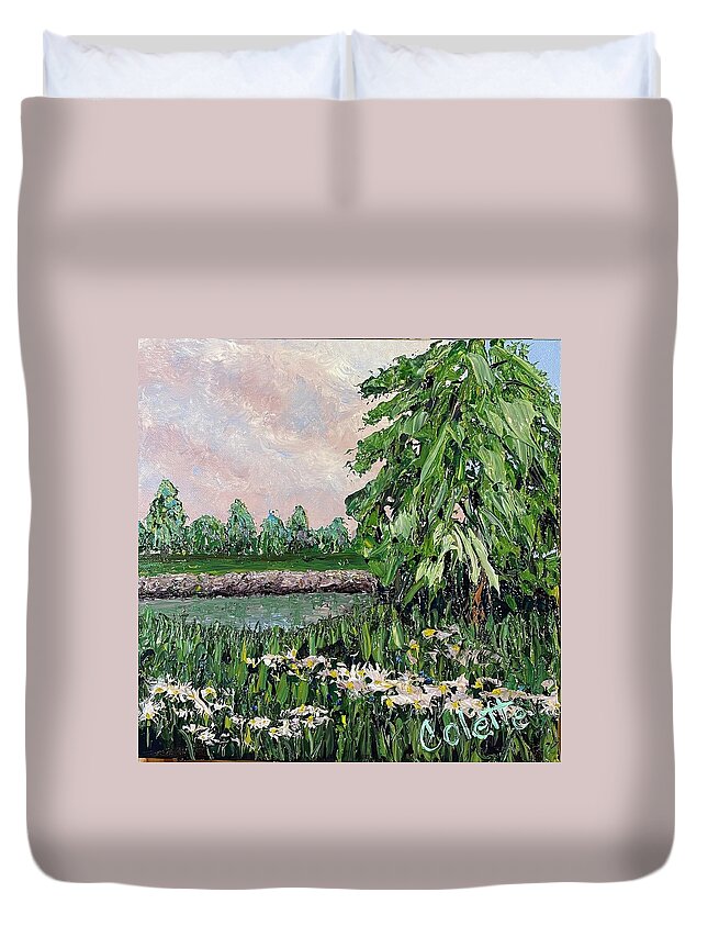 Willow Tree Duvet Cover featuring the painting Willow by Colette Lee