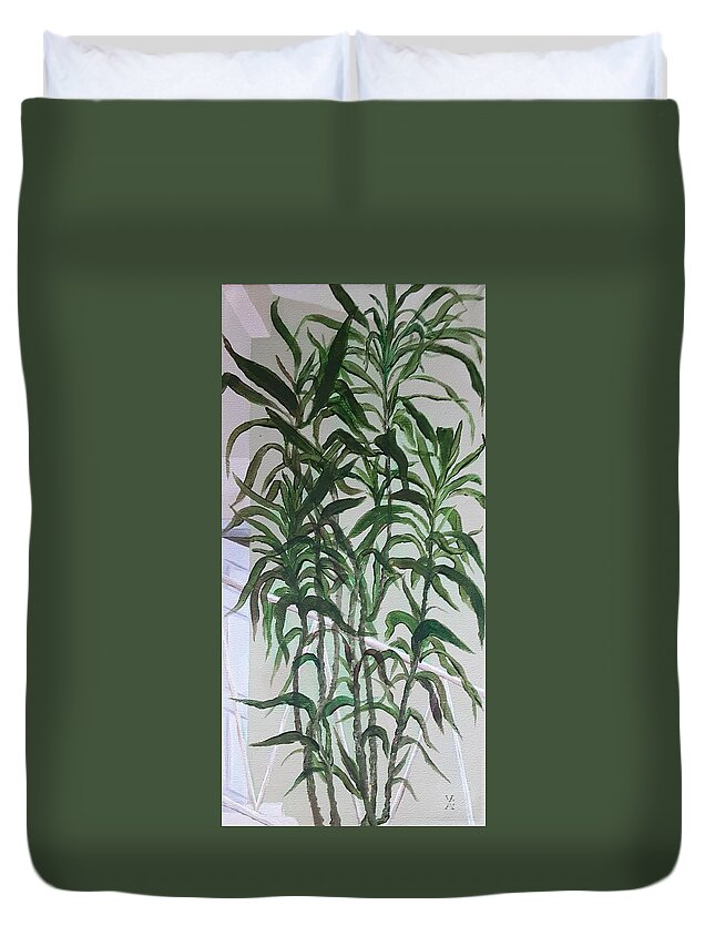 Plants Duvet Cover featuring the painting Wilt by Violet Jaffe