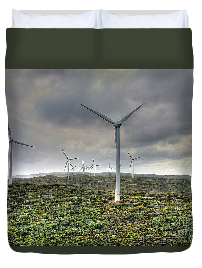 Wind Farm Duvet Cover featuring the photograph Wind Farm, Albany, Western Australia by Elaine Teague