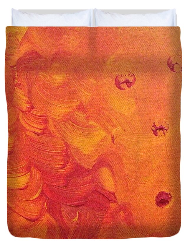 Orange Duvet Cover featuring the painting Wind in Her Hair by Pam O'Mara