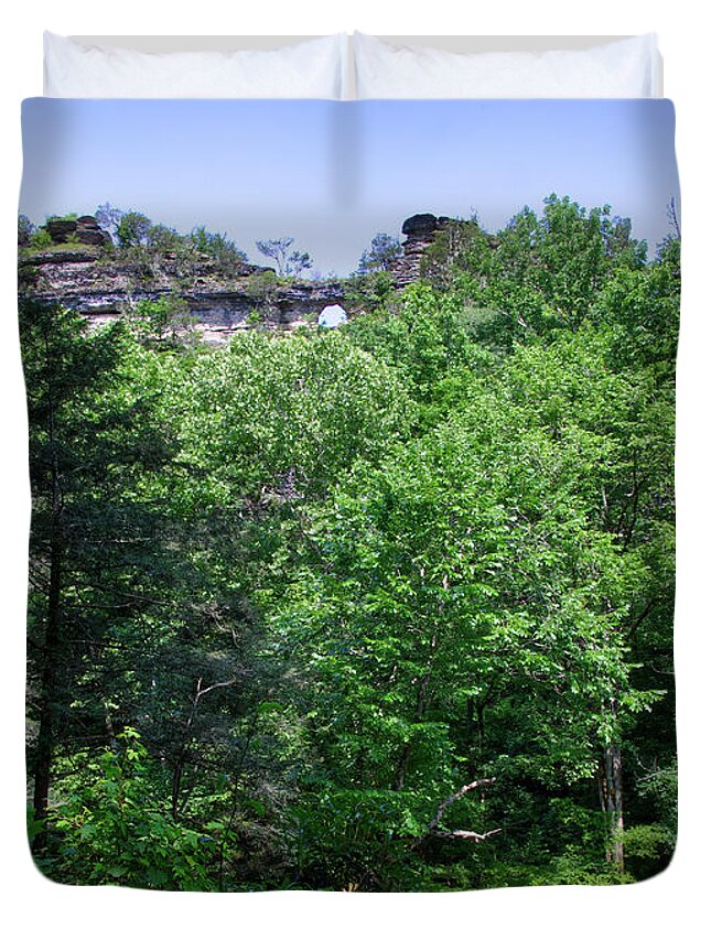 Caney Creek Duvet Cover featuring the photograph Window Cliffs 5 by Phil Perkins