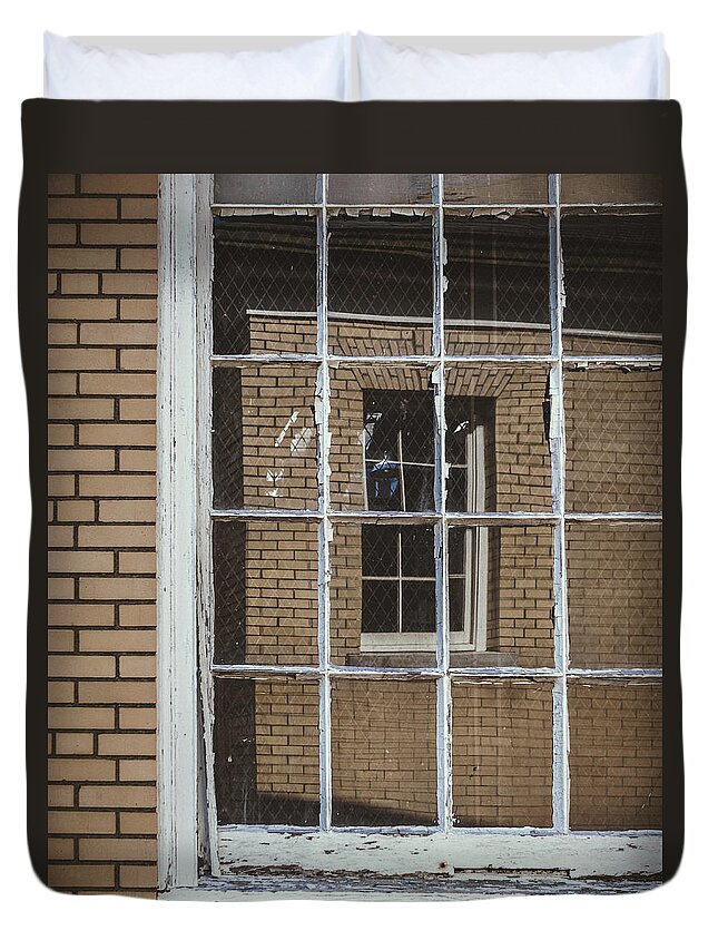 Sandy Hook Duvet Cover featuring the photograph window in window - Sandy Hook, NJ by Steve Stanger