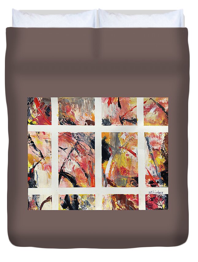 Abstract Duvet Cover featuring the painting Windows by Sharon Sieben