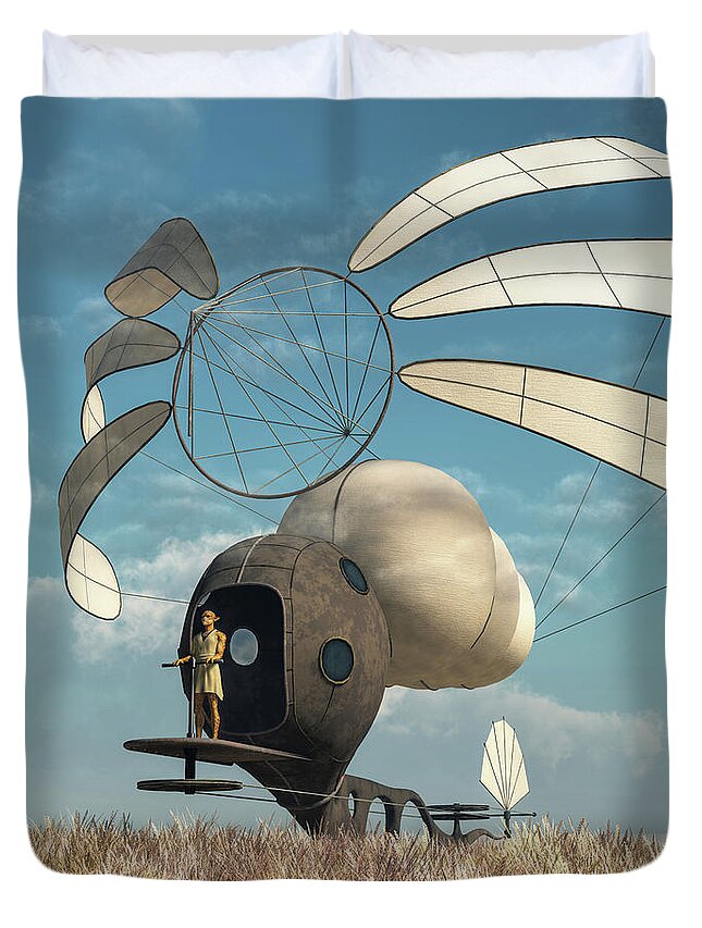 Windskmmer Duvet Cover featuring the digital art Windskimmer by Daniel Eskridge