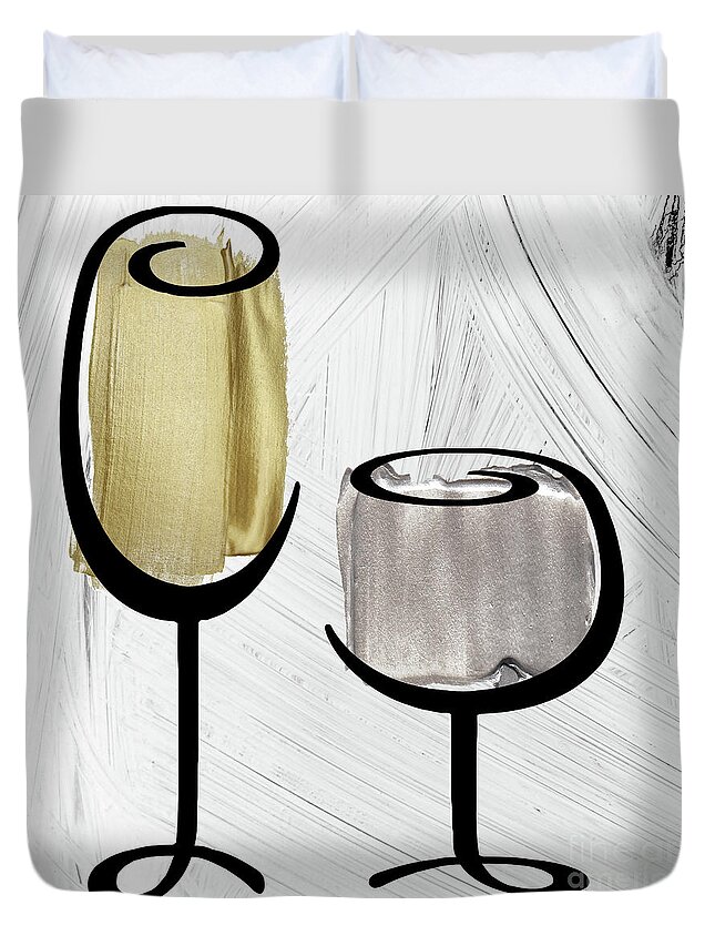 Wine Duvet Cover featuring the painting Wine and Paint IV by Mindy Sommers