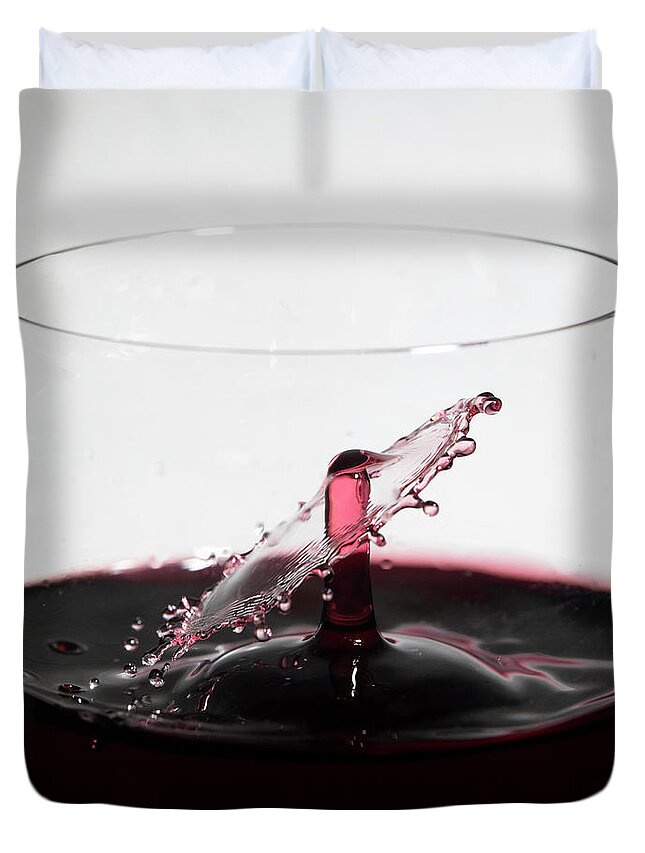 North Wilkesboro Duvet Cover featuring the photograph Wine Drops Collide Inside Glass by Charles Floyd