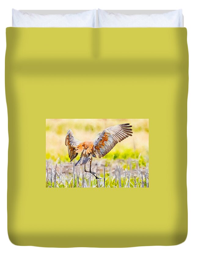 Bird Duvet Cover featuring the mixed media Wings Up Watercolor by Susan Rydberg