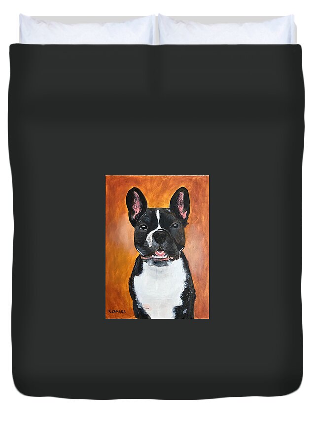 Pets Duvet Cover featuring the painting Winston by Kathie Camara