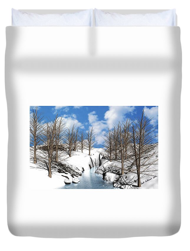 Digital Winter Scenic Duvet Cover featuring the digital art Winter by Bob Shimer
