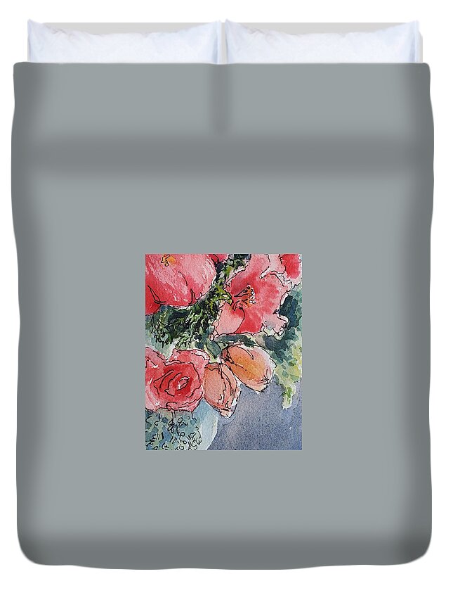 Floral Duvet Cover featuring the painting Winter Bouquet by Sheila Romard