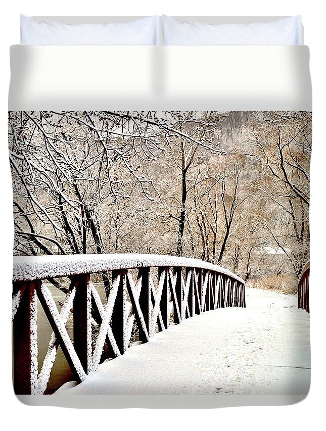 Winter Duvet Cover featuring the photograph Winter Bridge 2 by Susie Loechler