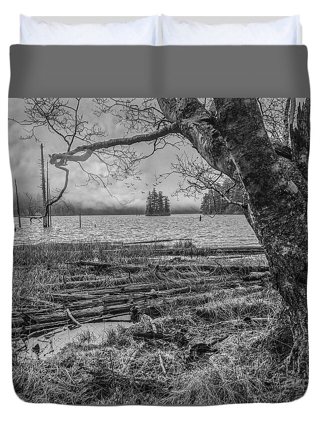 Mountain Lake Duvet Cover featuring the photograph Winter by Mountain Lake by William Wyckoff