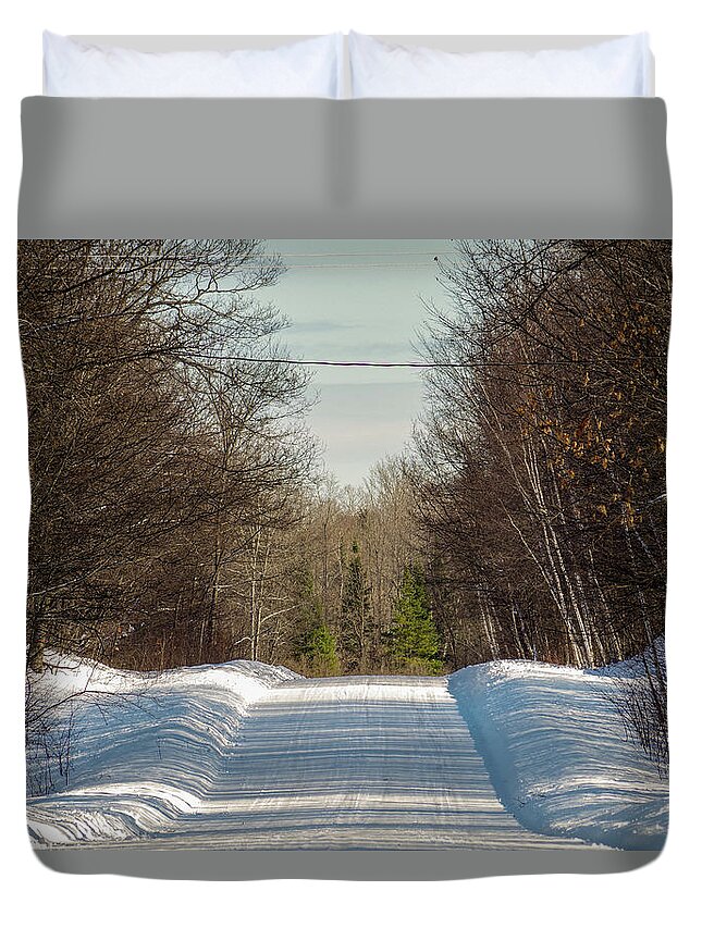 No People Duvet Cover featuring the photograph Winter Country Road by Nathan Wasylewski