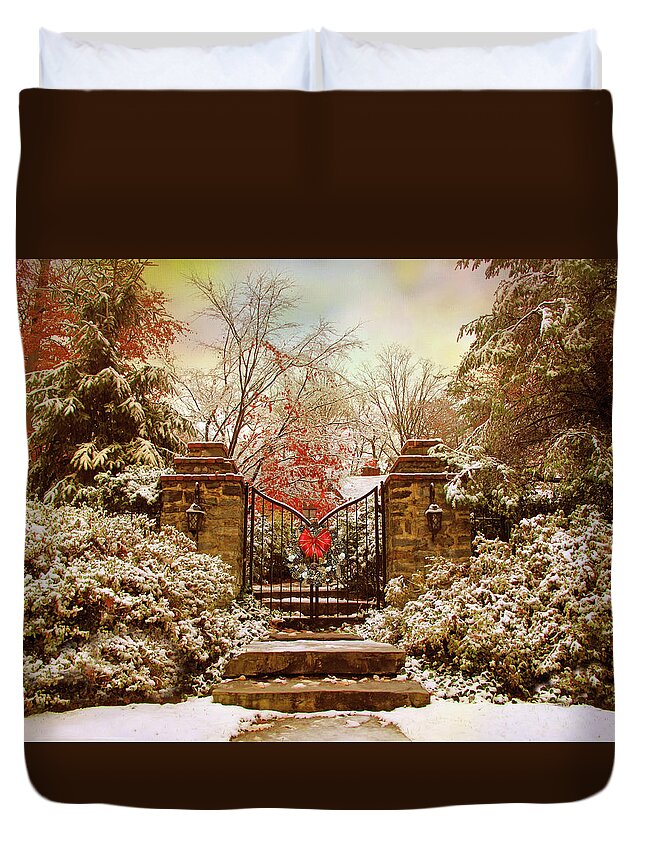 Winter Duvet Cover featuring the photograph Winter Gates by Jessica Jenney