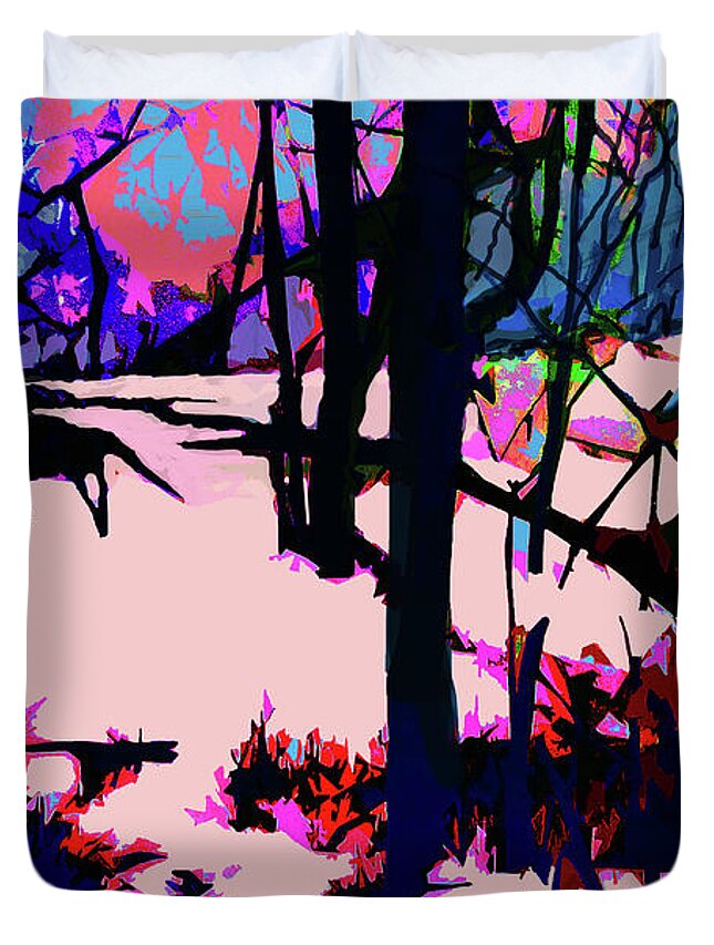Winter Duvet Cover featuring the painting Winter In The Woods by CHAZ Daugherty