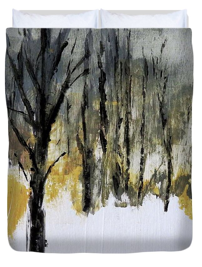 Abstract Duvet Cover featuring the painting Winter Landscape by Sharon Williams Eng