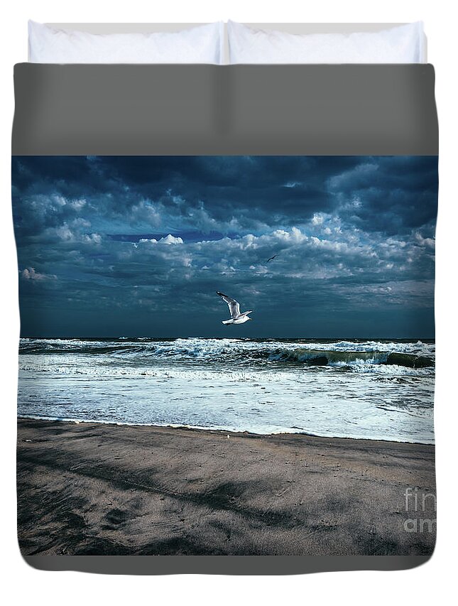 2019 Duvet Cover featuring the photograph Winter Ocean by Stef Ko