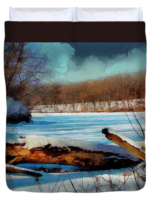 Cedric Hampton Duvet Cover featuring the photograph Winter On Sauk Lake 2 by Cedric Hampton