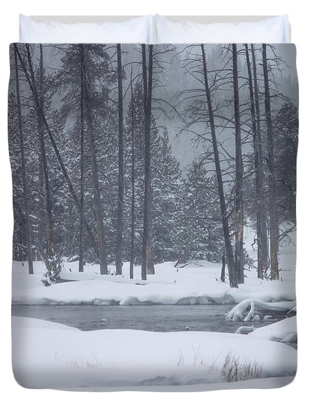 Winter Landscapes Duvet Cover featuring the photograph Winter on the Madison by Julie Argyle