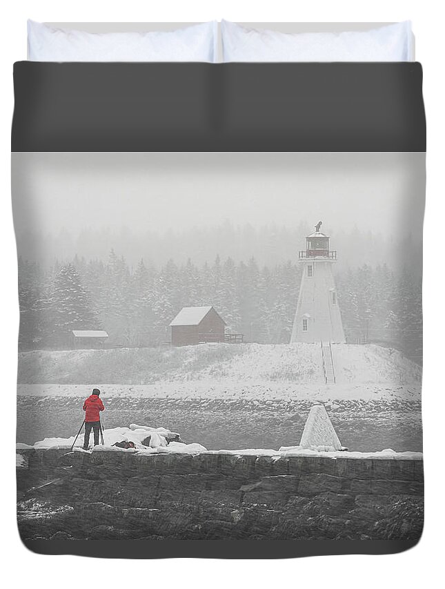 Maine Duvet Cover featuring the photograph Winter Photographer by Colin Chase
