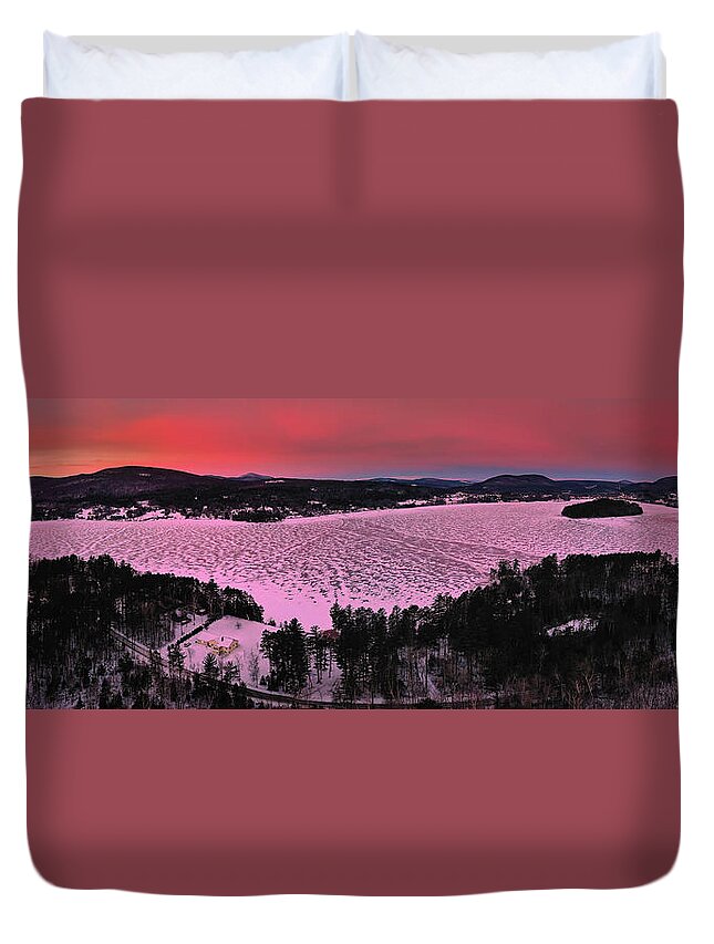 Island Duvet Cover featuring the photograph Winter Sunrise In Island Pond, Vermont by John Rowe