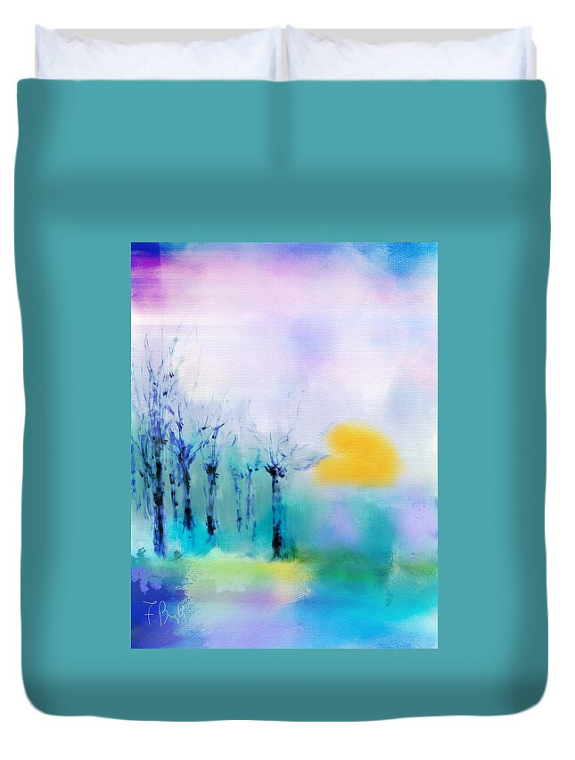 Ipad Painting Duvet Cover featuring the digital art Winter Trees by Frank Bright