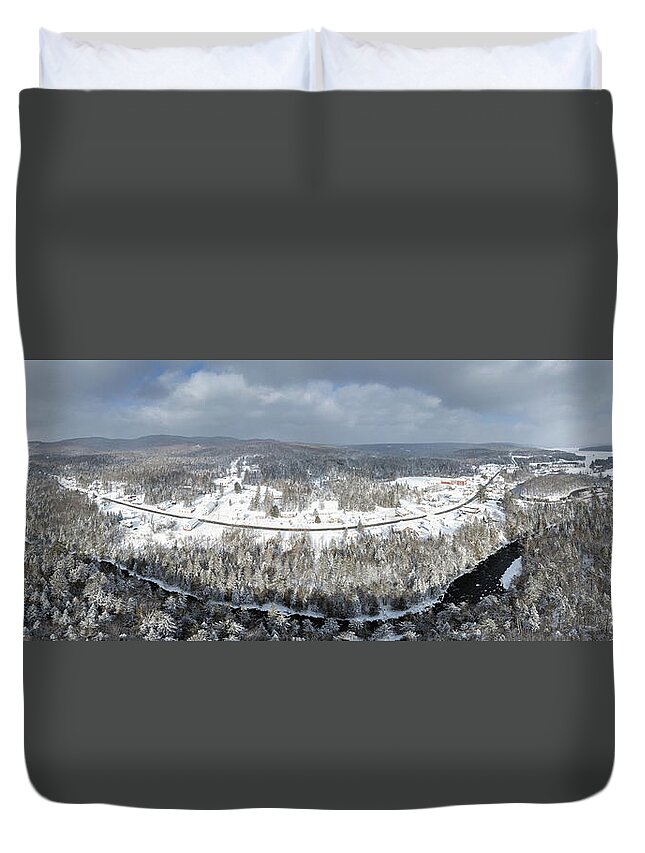 Village Duvet Cover featuring the photograph Winter View of Pittsburg Village, New Hampshire by John Rowe