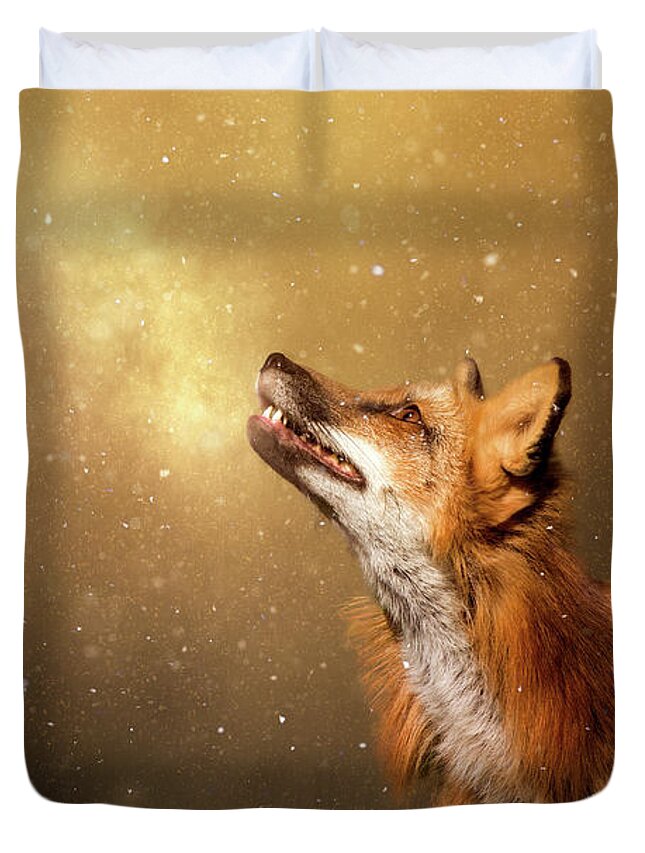 Fox Duvet Cover featuring the digital art Winter Wonder by Nicole Wilde