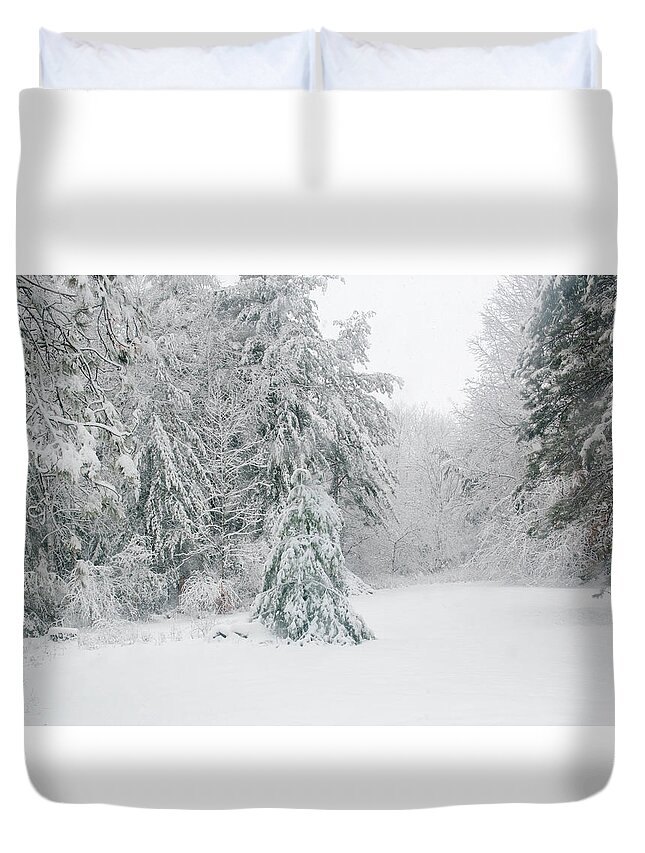 Snow Duvet Cover featuring the mixed media Winterland by Moira Law