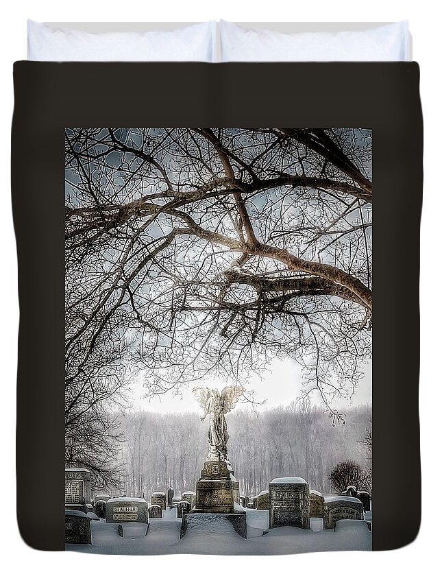 Angel Duvet Cover featuring the photograph Winter's Angel by Dark Whimsy